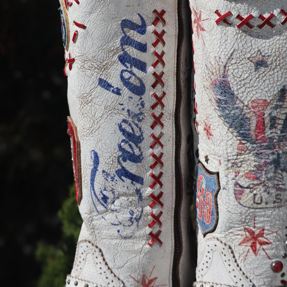 Old Gringo White Liberty Embellished Lace-Up Boots - Picture 13 of 15